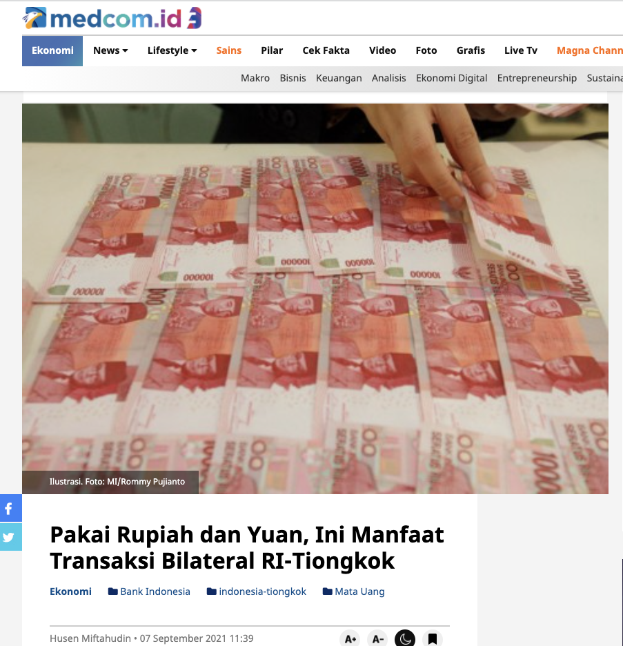 [Cek Fakta] Benarkah Transaksi di Indonesia Mulai Menggunakan Mata Uang Yuan? Ini Faktanya