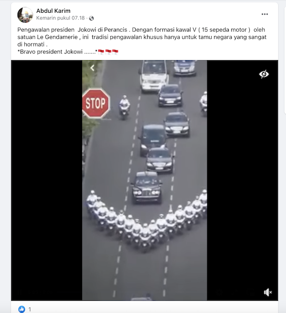 [Cek Fakta] Beredar Video Presiden Jokowi Mendapat Pengawalan Khusus Saat Berkunjung ke Prancis? Ini Faktanya