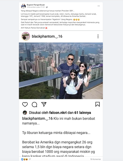 [Cek Fakta] Beredar Foto AHY dan Keluarga Berlibur di AS saat mengantar SBY Berobat? Cek Dulu Faktanya