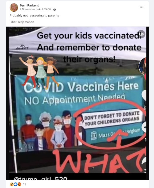 [Cek Fakta] Beredar Foto Spanduk Iklan Vaksin Covid-19 Mengajak Donasikan Organ Anak-Anak? Begini Faktanya