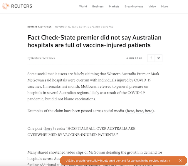 [Cek Fakta] RS di Australia Penuh karena Pasien Mengalami Efek Samping Vaksin Covid-19? Ini Faktanya