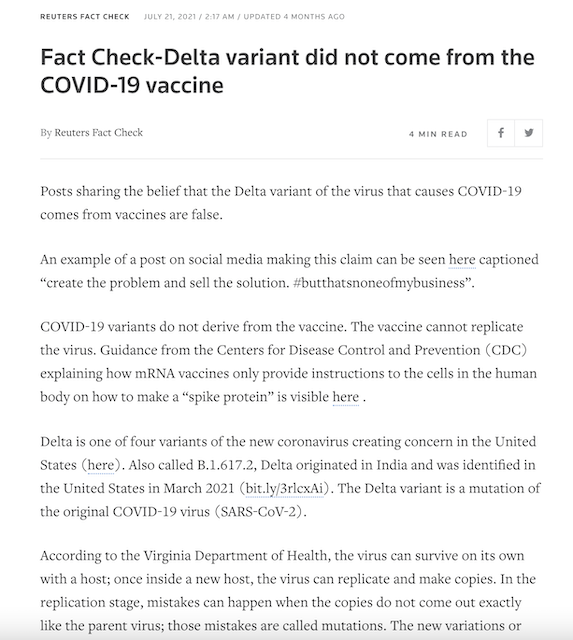 [Cek Fakta] Benarkah Varian Delta Berasal dari Vaksin Covid-19? Cek Faktanya