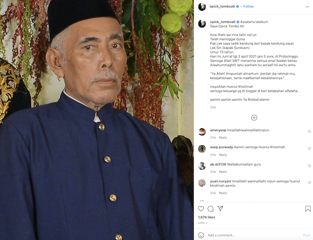 [Cek Fakta] Kabar Penyanyi Religi Opick Meninggal Dunia Hoaks, Begini Faktanya