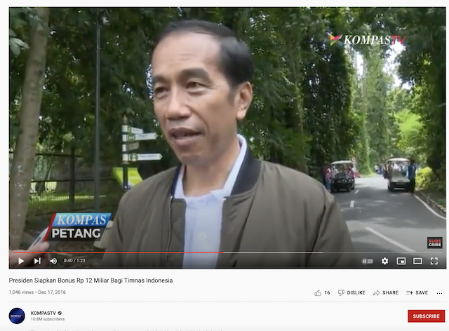 [Cek Fakta] Viral Video TikTok Jokowi Janji Siapkan Bonus Rp12 Miliar Jika Timnas Juara Piala AFF 2020 Hoaks, Begini Faktanya