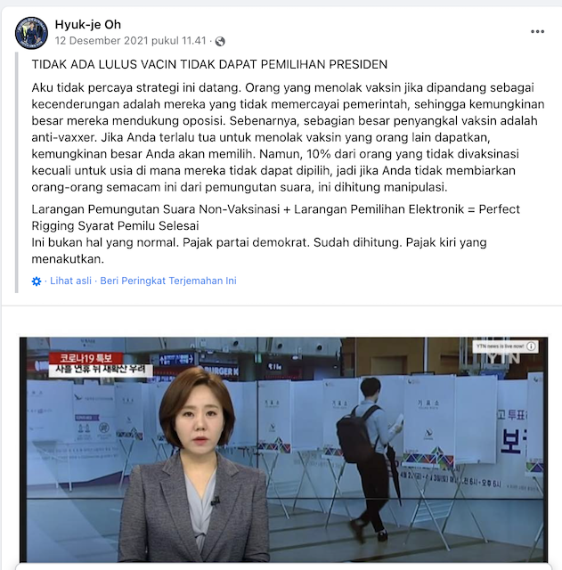 [Cek Fakta] Warga Korsel yang Belum Divaksin Dilarang Nyoblos pada Pilpres 2022? Ini Faktanya