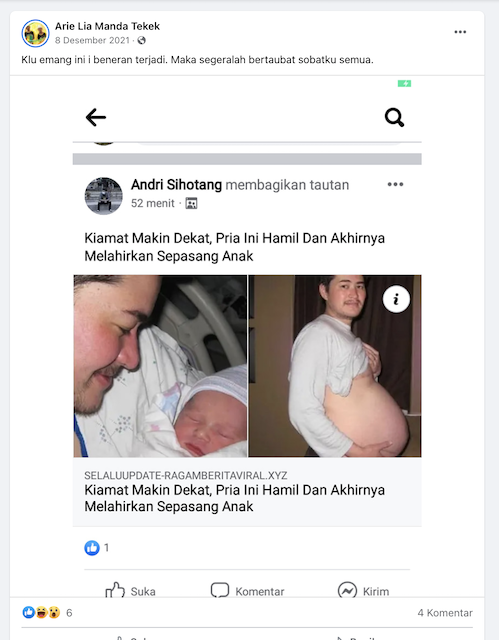 [Cek Fakta] Pria Ini Bisa Hamil dan Melahirkan Sepasang Anak? Ini Faktanya