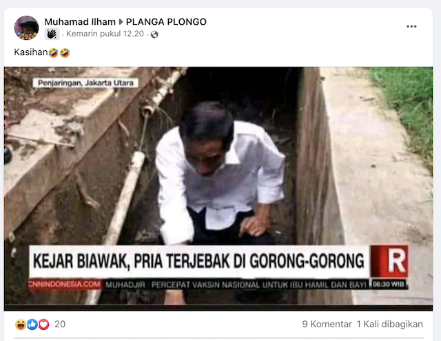 [Cek Fakta] Foto Jokowi Terjebak di Gorong-Gorong Saat Mencari Biawak? Cek Dulu Faktanya