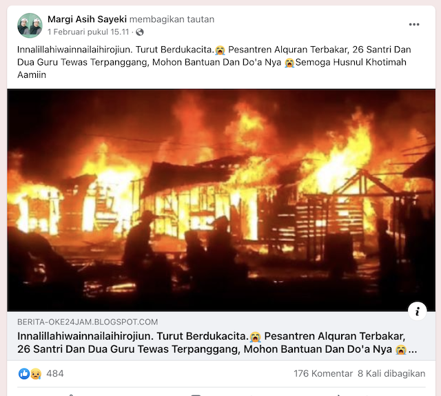 [Cek Fakta] Pesantren Alquran Terbakar, 26 Santri dan Dua Guru Tewas Terpanggang? Cek Dulu Faktanya