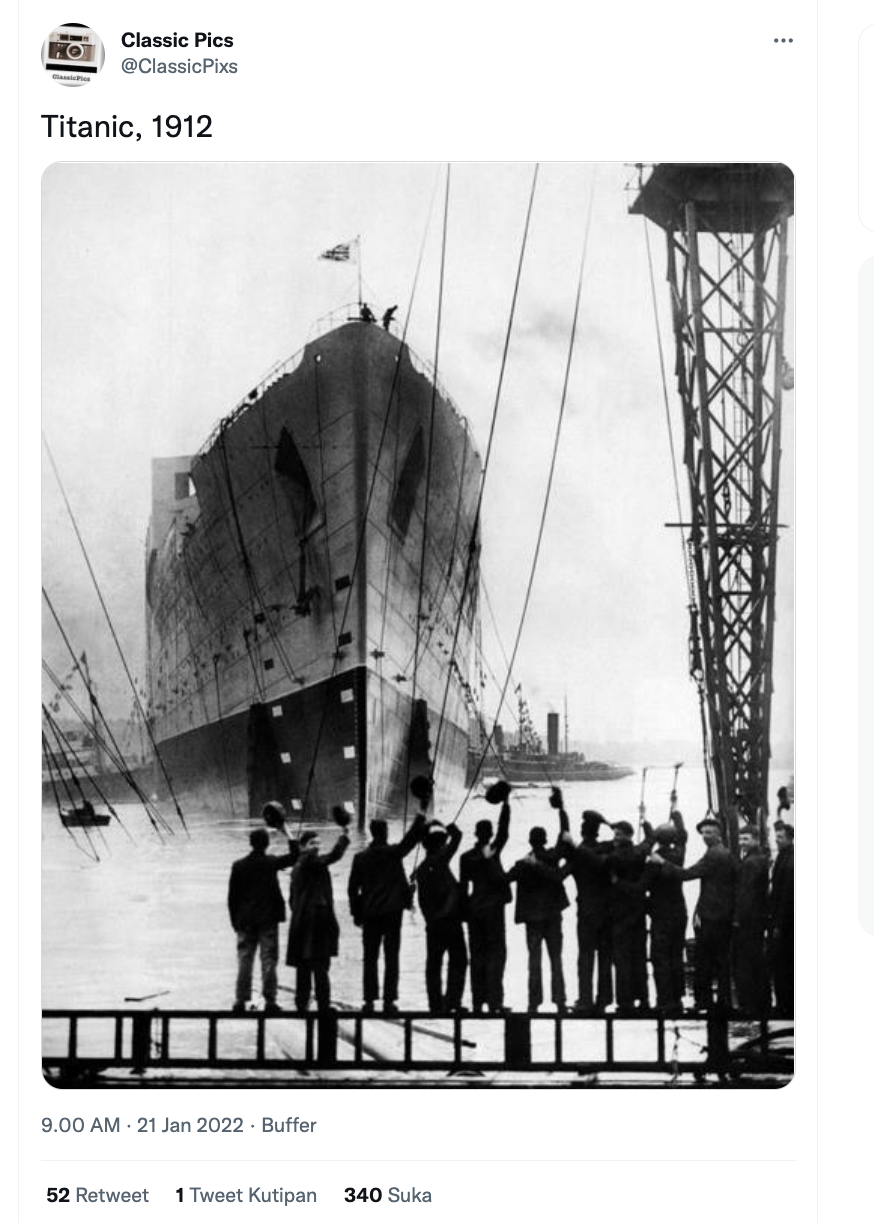 [Cek Fakta] Foto Penampakan Kapal Titanic Tahun 1912? Begini Faktanya
