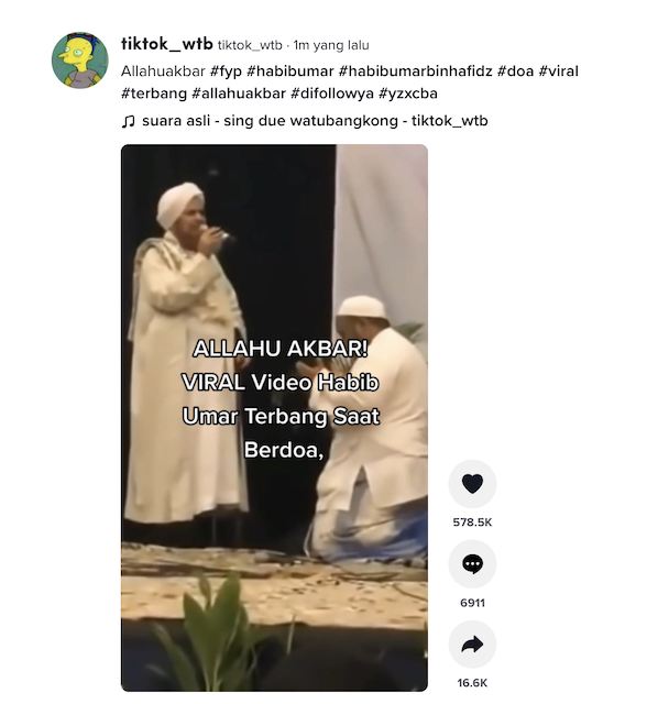 [Cek Fakta] Beredar Video Kaki Seorang Ulama Terbang saat Berdoa? Cek Dulu Faktanya