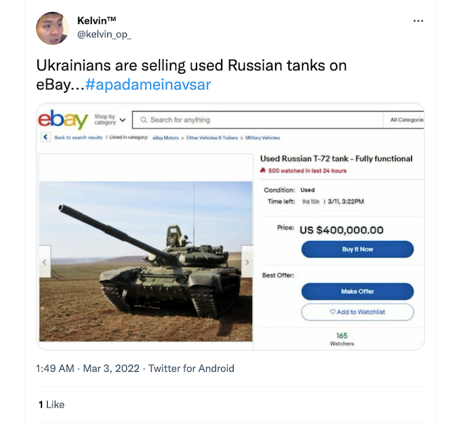 [Cek Fakta] Ukraina Jual Tank Bekas Rusia di Situs Jual Beli Daring? Ini Faktanya