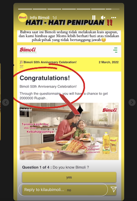[Cek Fakta] Bimoli Bagikan Uang Rp2 Juta dalam Rangka Ulang Tahun ke-50 Hoaks, Ini Faktanya