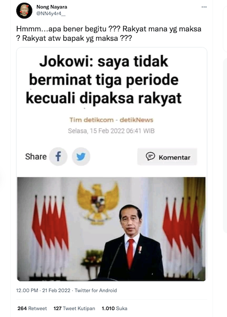 [Cek Fakta] Jokowi Dikabarkan Mau Menjabat Tiga Periode Jika Dipaksa Rakyat? Cek Dulu Faktanya