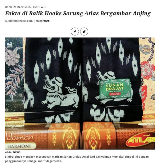 [Cek Fakta] Sarung Atlas Motif Anjing? Ini Faktanya