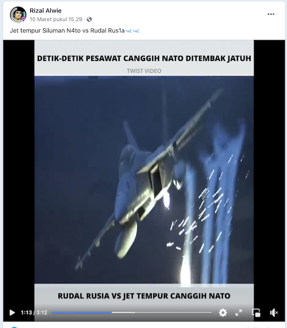 [Cek Fakta] Video Detik-Detik Jet Tempur NATO Ditembak Jatuh Rudal Rusia Hoaks, Begini Faktanya