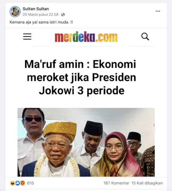 [Cek Fakta] Kabar Ma’ruf Amin Sebut Ekonomi Meroket Jika Presiden Jokowi 3 Periode Hoaks, Begini Faktanya