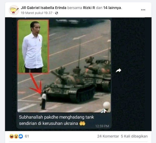 [Cek Fakta]  Foto Jokowi Mengadang Tank Sendirian di Ukraina? Begini Faktanya
