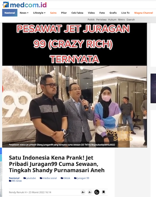 [Cek Fakta] Hari Ini Akhirnya Juragan 99 Pemilik MS Glow Diciduk Bareskrim? Simak Faktanya