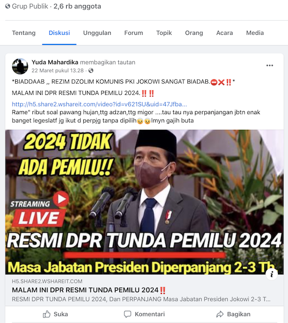 [Cek Fakta] Video DPR Resmi Tunda Pemilu 2024 dan Perpanjang Masa Jabatan Presiden? Ini Faktanya