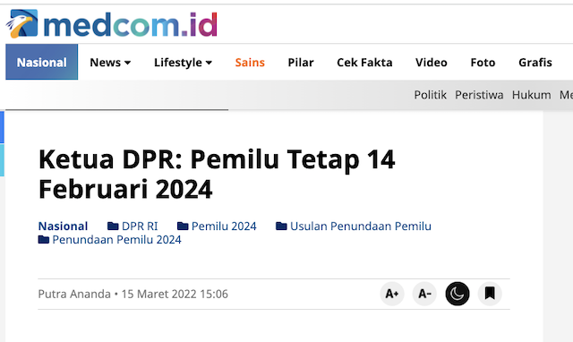 [Cek Fakta] Video DPR Resmi Tunda Pemilu 2024 dan Perpanjang Masa Jabatan Presiden? Ini Faktanya
