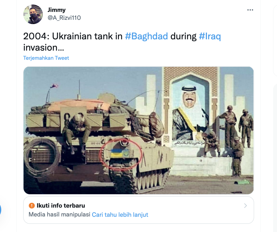 [Cek Fakta] Beredar Foto Tank Ukraina saat Menginvasi Irak pada 2004? Cek Faktanya