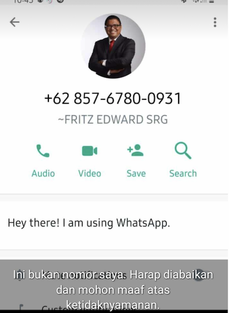 [Cek Fakta] Hoaks Nomor WhatsApp Mengatasnamakan Anggota Bawaslu Fritz Edward Siregar, Simak Faktanya