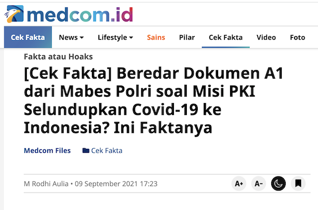 [Cek Fakta] Beredar Bocoran Dokumen Rahasia dari Mabes Polri soal Skenario Tiongkok Kuasai Indonesia? Ini Faktanya
