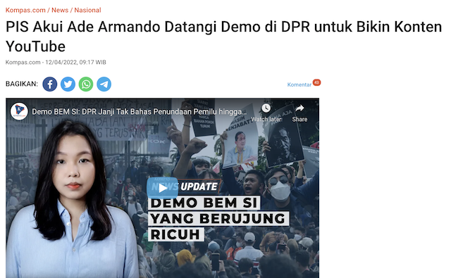 [Cek Fakta] Benarkah Ada Armando Ditumbalkan Senilai Rp100 Miliar dalam Pengeroyokan di Depan DPR? Ini Faktanya