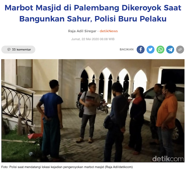 [Cek Fakta] Marbot Masjid Tewas Dikeroyok Massa yang Tak Suka Dibangunkan Sahur Pakai Pengeras Suara? Cek Dulu Faktanya
