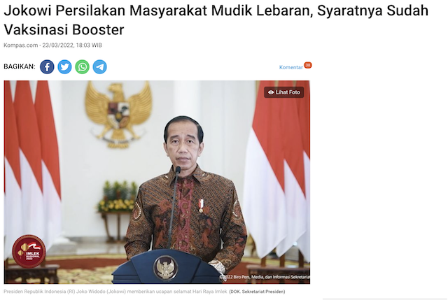 [Cek Fakta] Jokowi Sebut Syarat Mudik Harus Bayar Angsuran KPR BTN April 2022? Cek Dulu Faktanya
