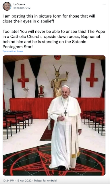 [Cek Fakta] Beredar Foto Paus Fransiskus Berada di Kuil Setan? Cek Dulu Faktanya
