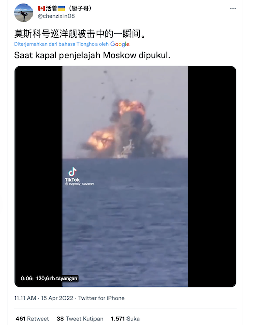 [Cek Fakta] Video Ini Perlihatkan Kapal Rusia Meledak Terkena Serangan Rudal Ukraina? Ini Faktanya