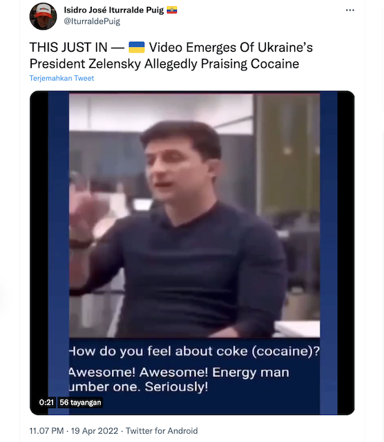 [Cek Fakta] Video Wawancara Presiden Ukraina Zelensky Akui Pecandu Narkoba? Cek Faktanya