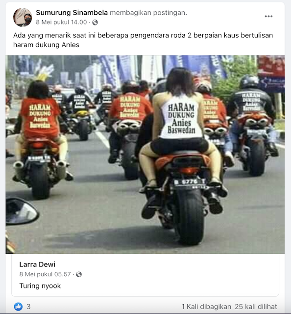 [Cek Fakta] Viral Foto Rombongan Pemotor Pakai Kaos Bertulisan 