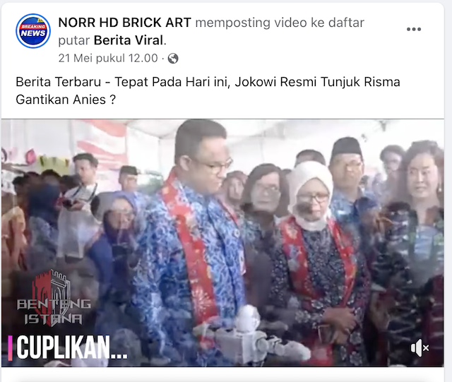[Cek Fakta] Beredar Video Jokowi Resmi Tunjuk Risma Gantikan Anies? Cek Faktanya