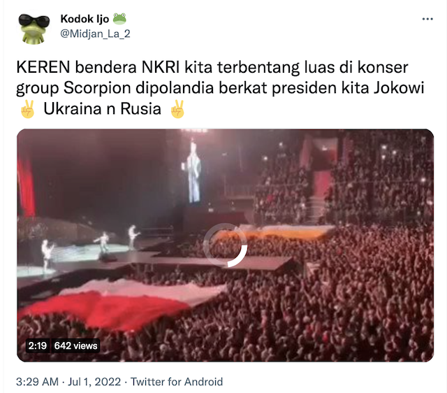 [Cek Fakta] Video Bendera Indonesia Terbentang Luas di Konser Band Scorpions di Polandia? Cek Faktanya