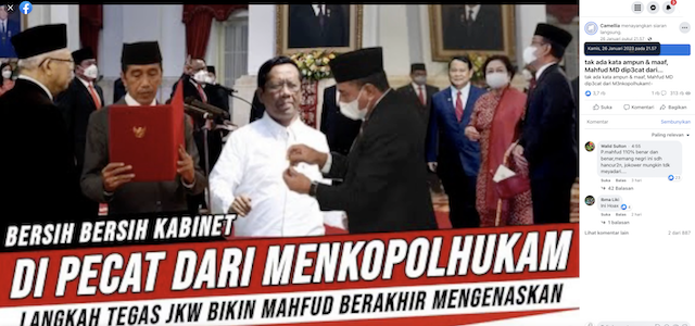 [Cek Fakta] Video Mahfud MD Dipecat Jokowi? Cek Faktanya