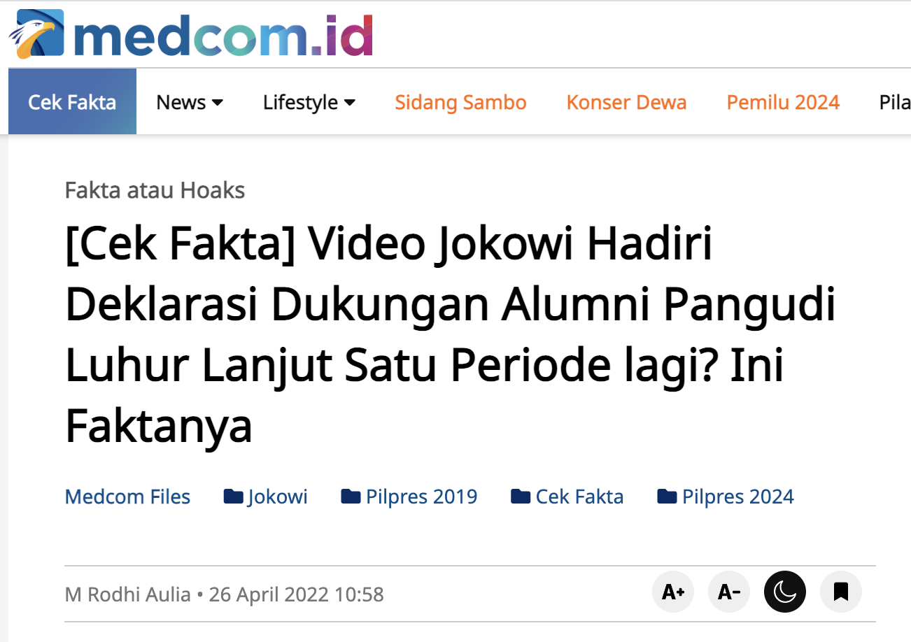 [Cek Fakta] Video Jokowi Hadir Langsung Deklarasi Tambah 1 Periode lagi? Ini Faktanya