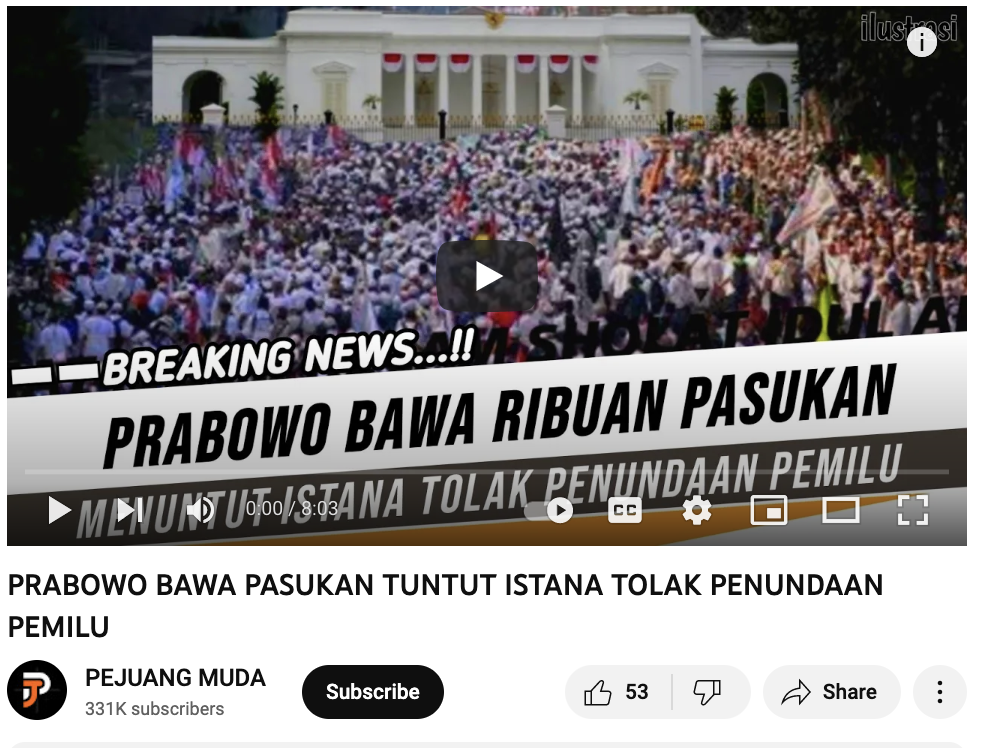 [Cek Fakta] Prabowo Bawa Pasukan Tuntut Istana Tolak Penundaan Pemilu? Cek Faktanya