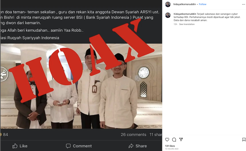 [Cek Fakta] Benarkah Ruangan Server Bank Syariah Indonesia Dirukiah? Ini Faktanya