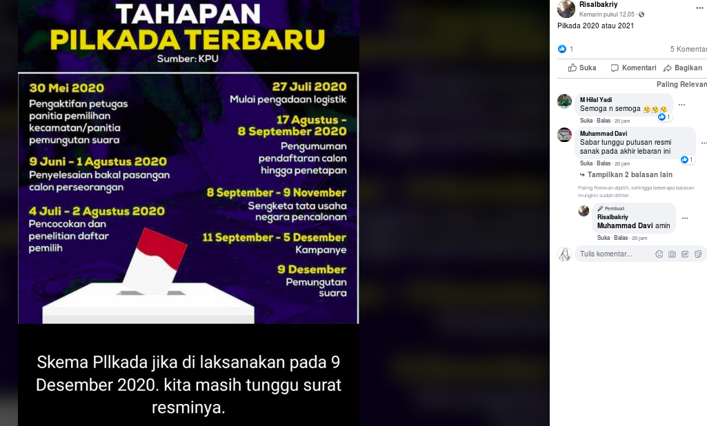 [Cek Fakta] Beredar Poster Tahapan Pilkada Terbaru? Ini Faktanya