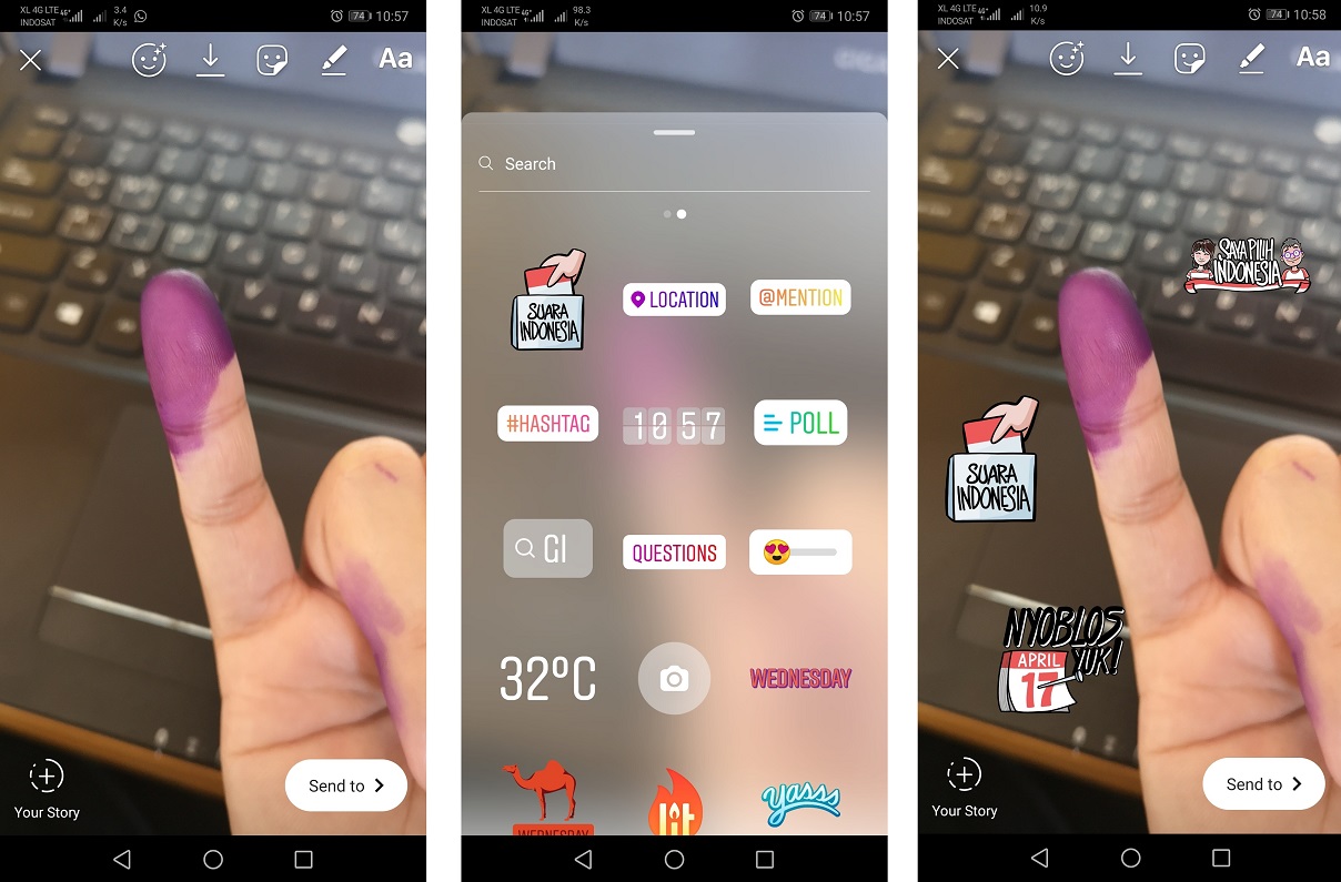 Instagram Kurasi Stories Pengguna Stiker Pemilu 2019