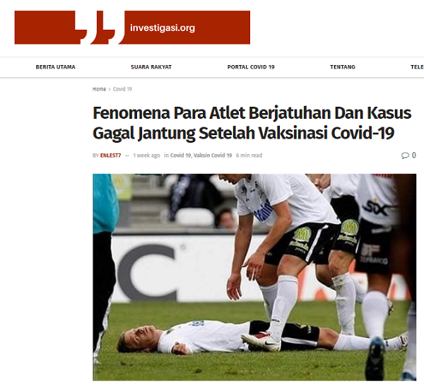 [Cek Fakta] Foto Pemain Sepak Bola Terkapar di Lapangan usai Vaksinasi Covid-19? Ini Faktanya