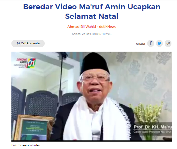[Cek Fakta] Video Wapres Ma'ruf Amin Berbaju Sinterklas Ucapkan Selamat Natal? Ini Faktanya