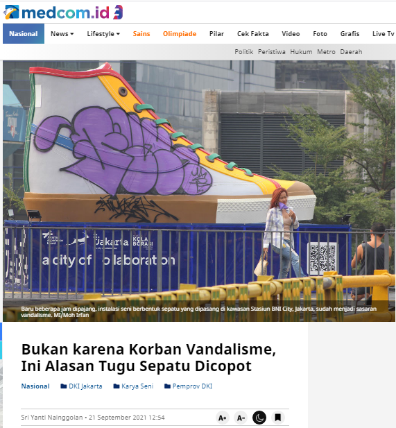 [Cek Fakta] Tugu Sepatu Hilang Uang Rakyat Habis buat Bongkar Pasang? Ini Faktanya