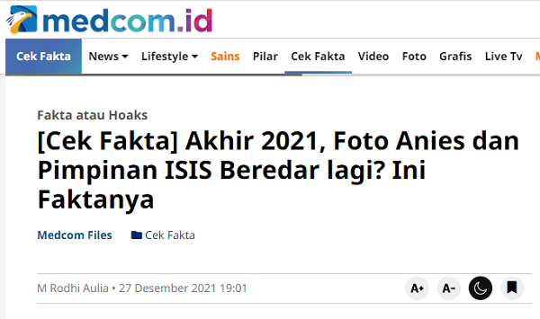 [Cek Fakta] Jejak Digital Anies Baswedan Berfoto dengan Pimpinan ISIS? Ini Faktanya