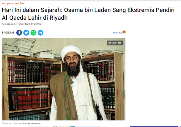 [Cek Fakta] Benarkah Osama bin Laden Tokoh Palestina? Ini Faktanya