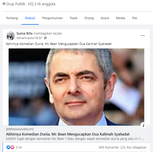 [Cek Fakta] Komedian Mr Bean Masuk Islam? Ini Faktanya