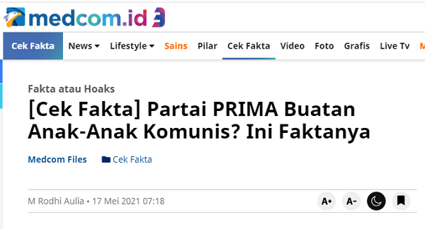 [Cek Fakta] Benarkah Anak-Anak PKI Dirikan Partai Ini? Simak Faktanya