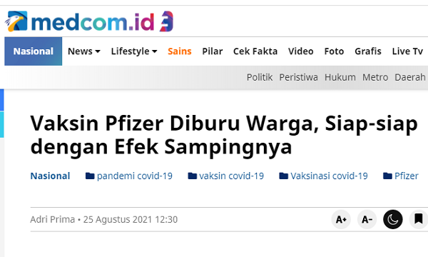 [Cek Fakta] Benarkah Vaksin Pfizer tidak Aman buat Ibu Menyusui? Ini Faktanya
